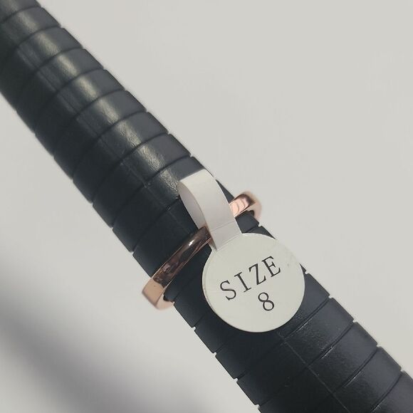 Elegant Rose Gold Tone Halo Ring Size 8 - Picture 2 of 3